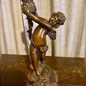 Antique Bronze Cherub Candlestick